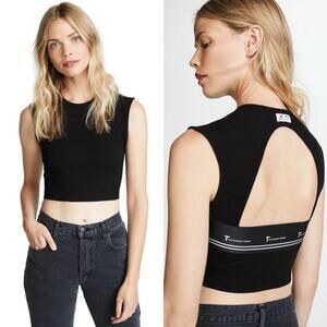 T By Alexander Wang Compact Rib Cut-Out Top Black